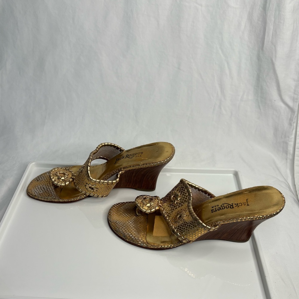 Y2K Jack Rogers GOLD, wooden wedge  Sandals